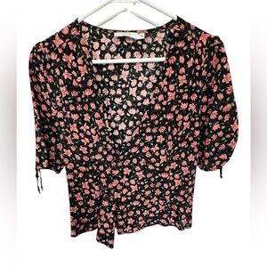 Lush Black and Pink Floral Blouse